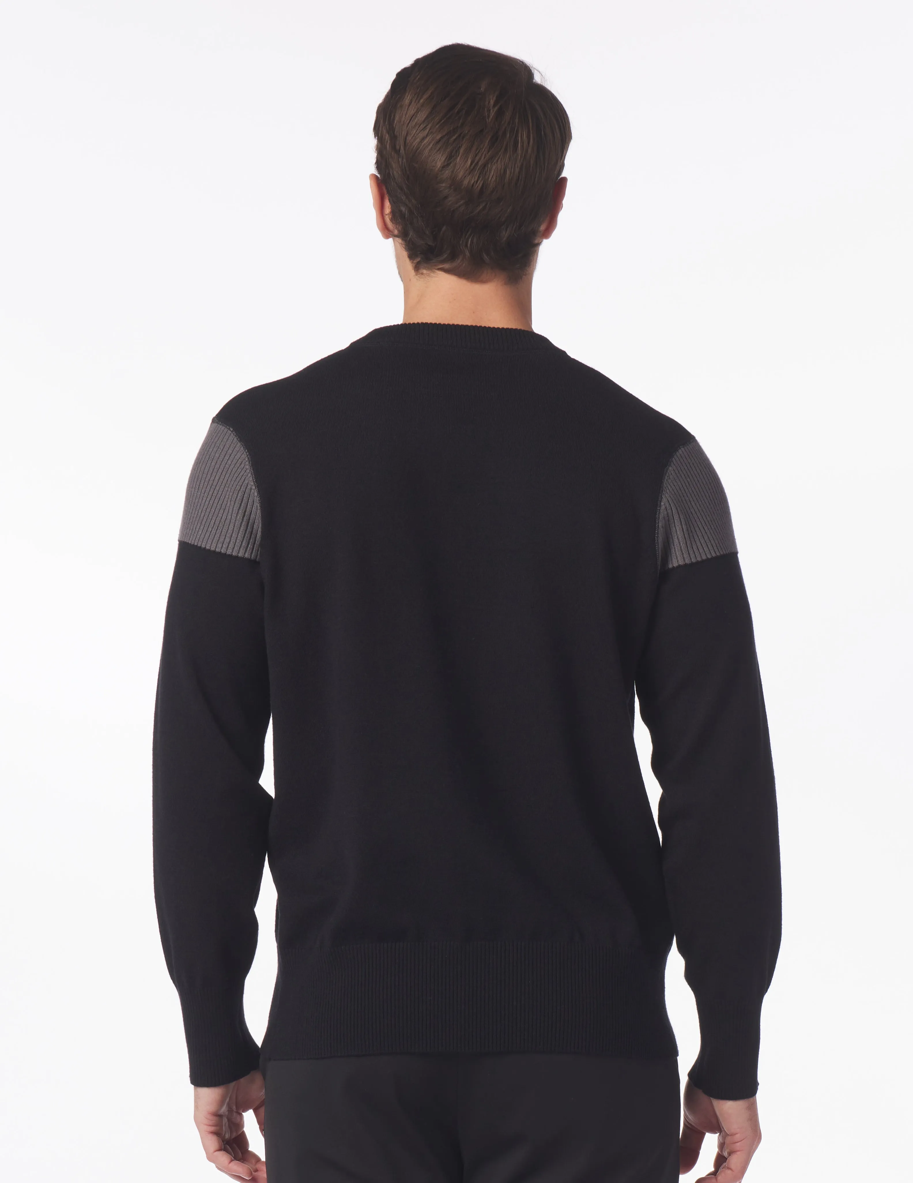 Tactical Crewneck Sweater: Black/Smoke Grey Stripe