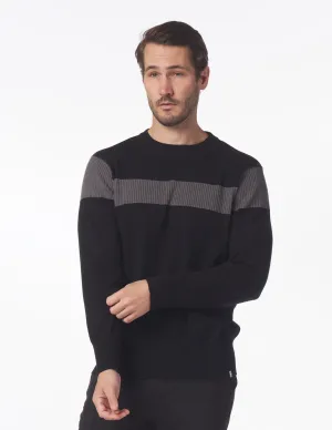 Tactical Crewneck Sweater: Black/Smoke Grey Stripe