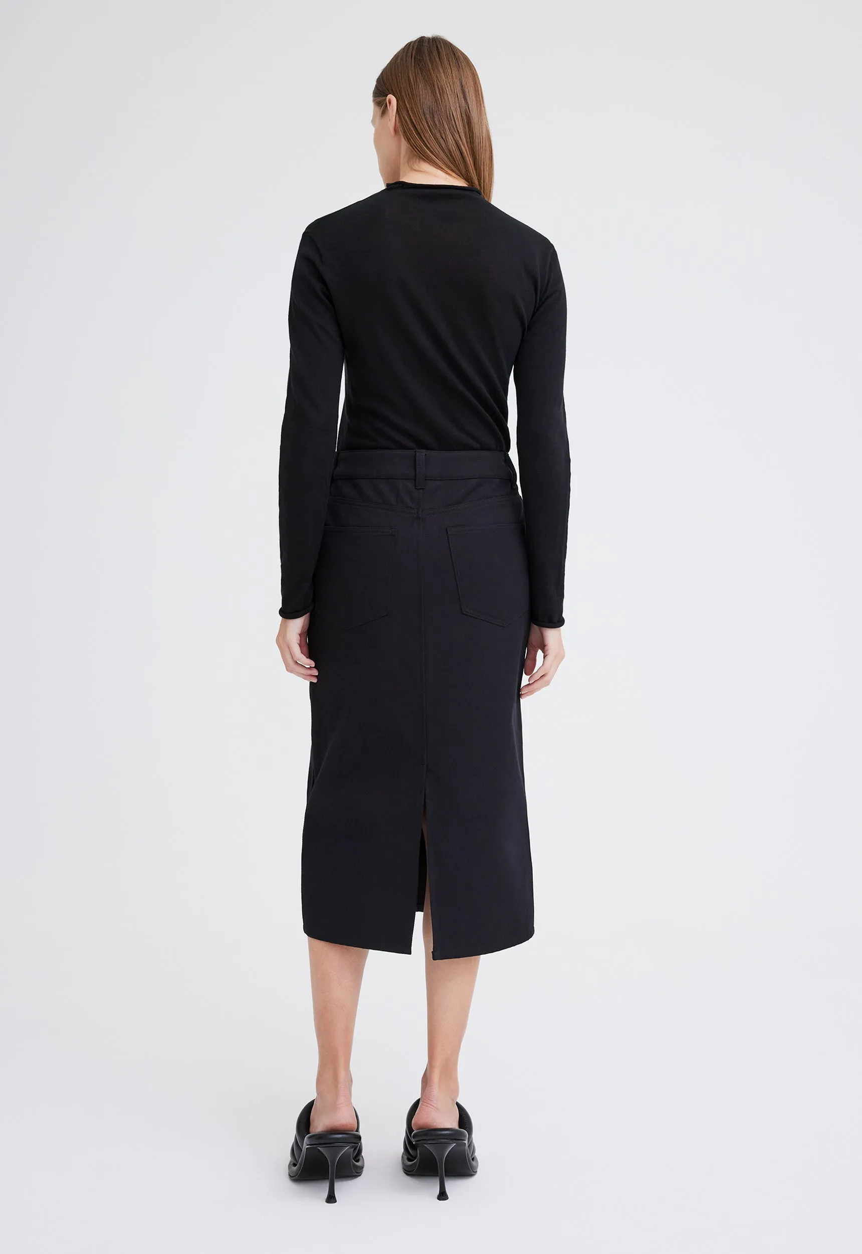 Uno Denim Midi Skirt - Black