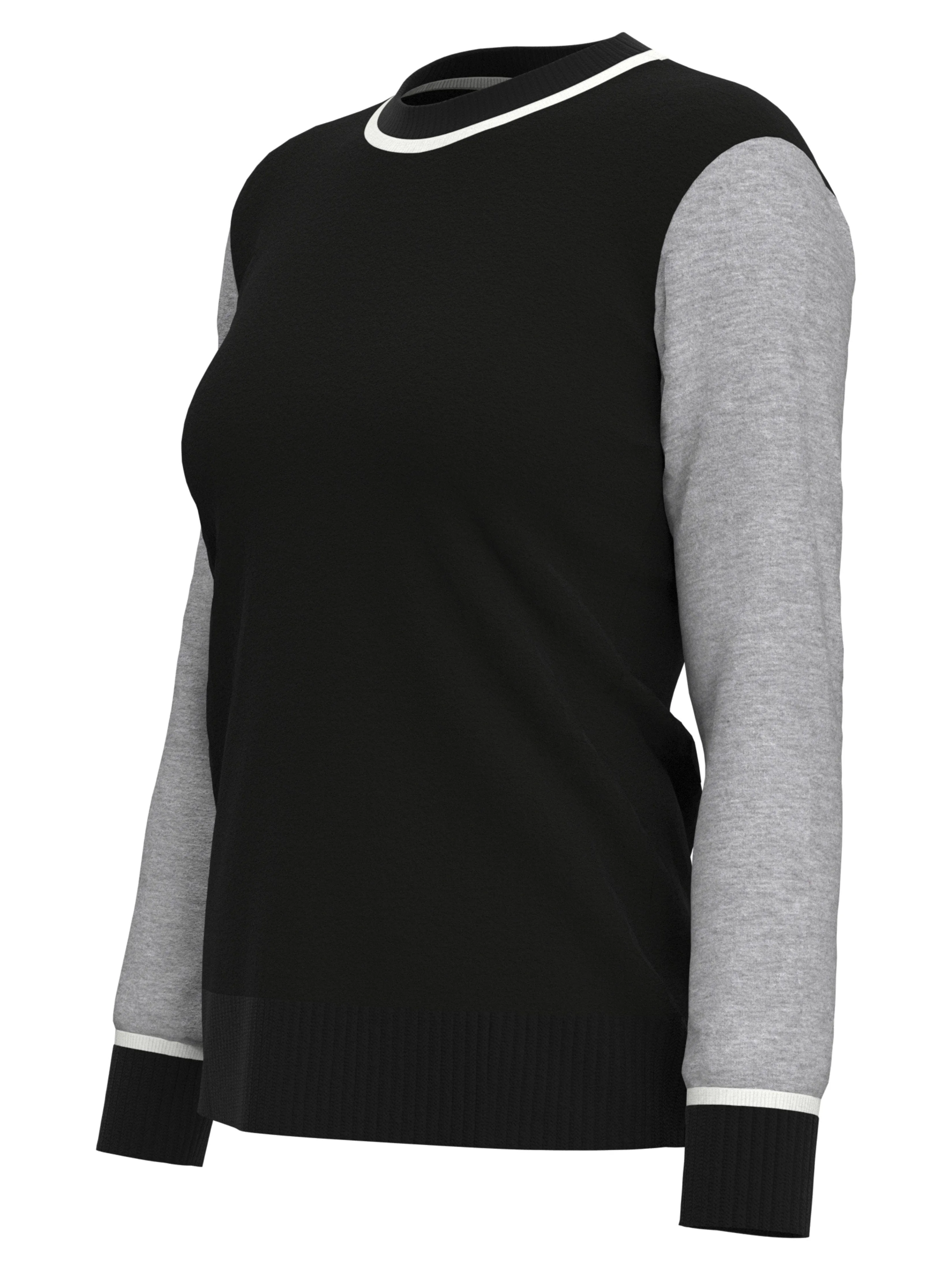 Womens Color Block Crew Neck Sweater