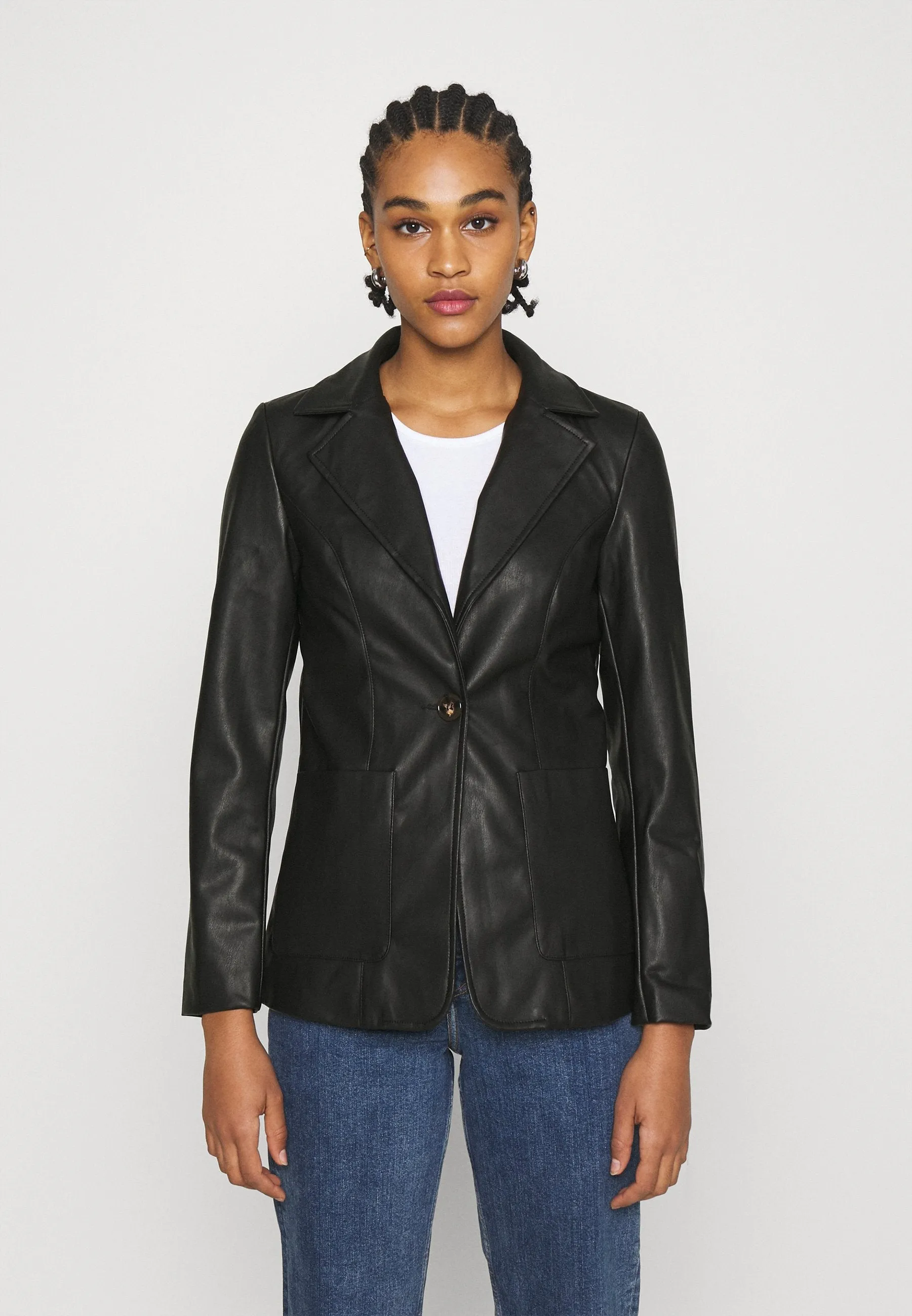 Women’s Genuine Black Leather Blazer