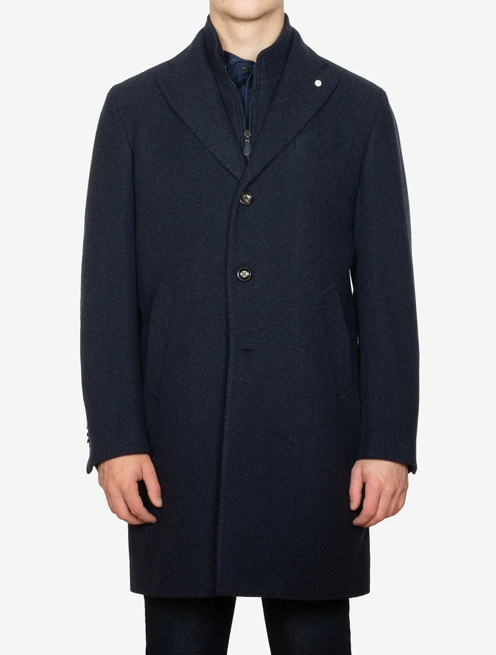 Wool And Silk Overcoat Blue